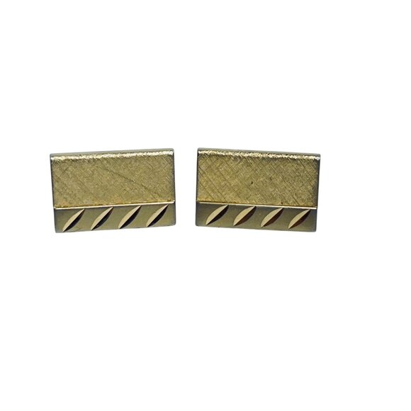 Vintage Swank Textured Gold Tone Rectangle Cufflinks (1318) - Picture 1 of 4